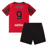 AC Milan Olivier Giroud #9 Domáci Detský futbalový dres 2023-24 Krátky Rukáv (+ trenírky)